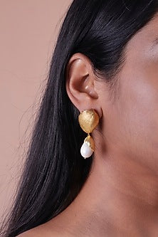 Gold Finish Baroque Pearl Handcrafted Dangler Earrings