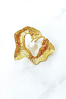 Gold Finish Pearl Handcrafted Ring