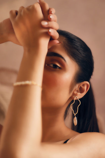 Gold Finish Pearl Handcrafted Dangler Earrings