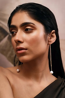 Gold Finish Pearl Handcrafted Dangler Earrings