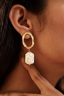 Gold Finish Pearl Handcrafted Dangler Earrings