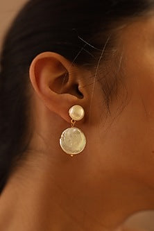Gold Finish Pearl Handcrafted Dangler Earrings
