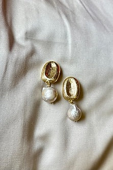 Gold Finish Baroque Pearl Handcrafted Dangler Earrings