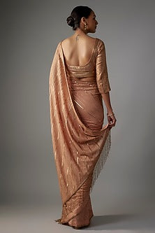 Kadambari Pink Chiffon Sequins Embroidered Saree Set