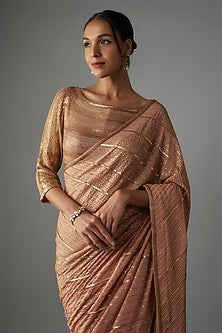 Kadambari Pink Chiffon Sequins Embroidered Saree Set