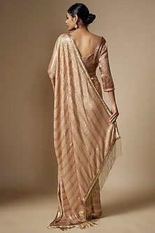 Kadambari Pink Chiffon Sequins Embroidered Saree Set