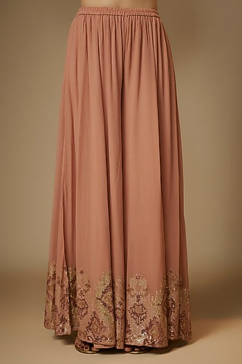 Kadambari Pink Chiffon Sequins Embroidered Jacket Set