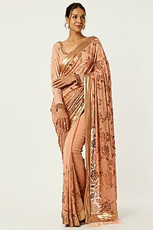 KADAMBARI Pink Embroidered Saree Set