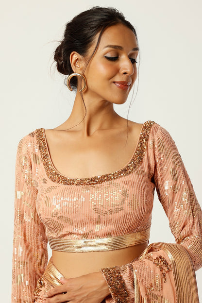 KADAMBARI Pink Embroidered Saree Set