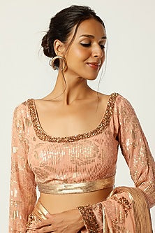 KADAMBARI Pink Embroidered Saree Set