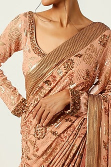 KADAMBARI Pink Embroidered Saree Set
