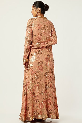 Kadambari Pink Chiffon Embroidered Sharara Set