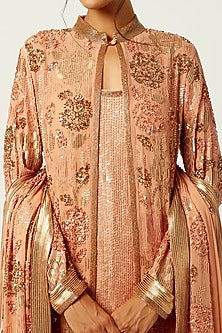 Kadambari Pink Chiffon Embroidered Sharara Set