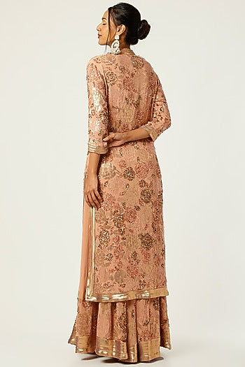 Kadambari Pink Sharara Set With Embroidery