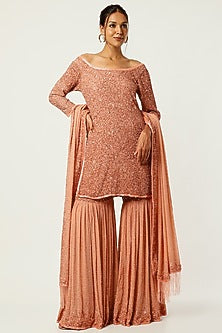 Kadambari Pink Sequins Embroidered Sharara Set