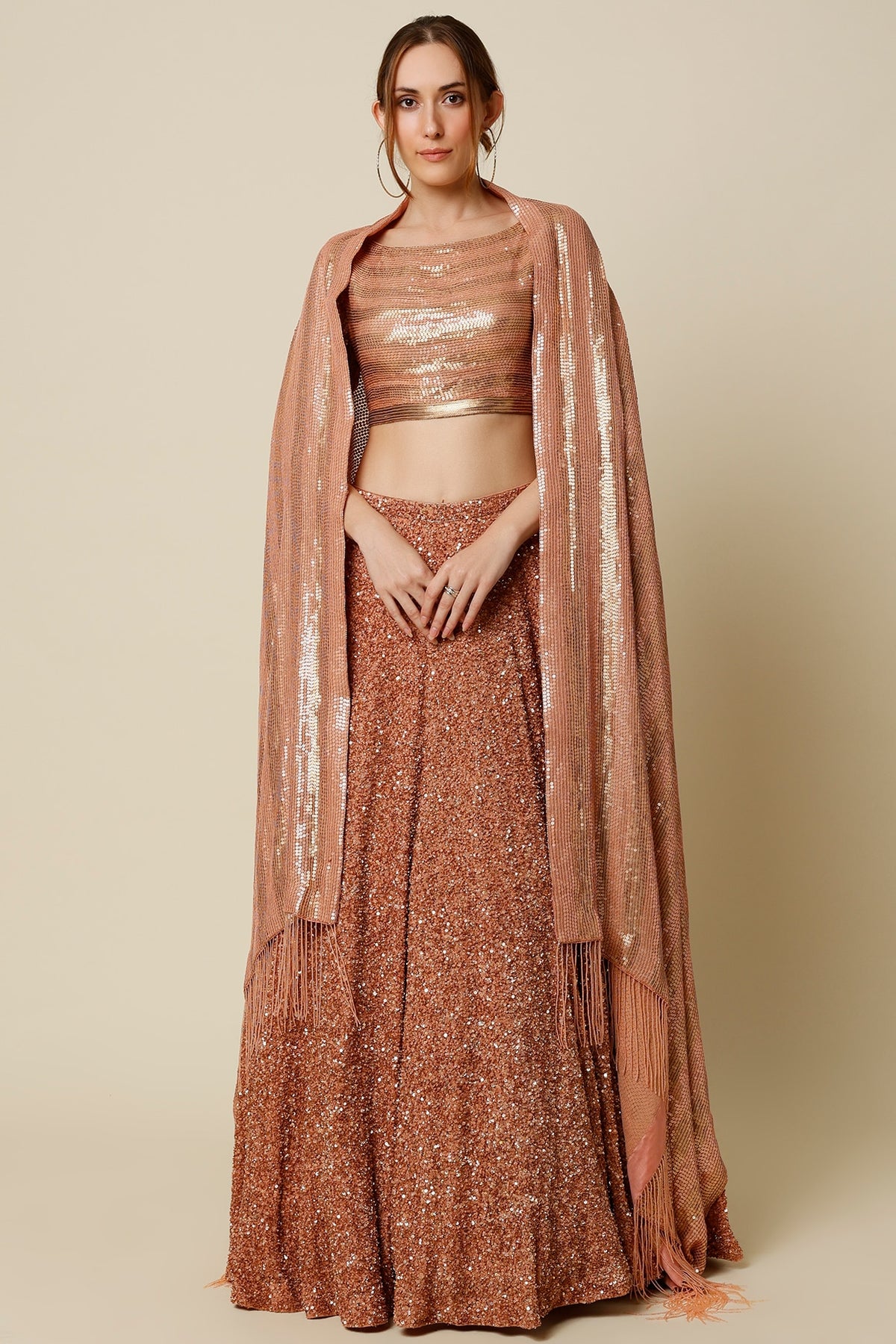 Kadambari Pink Silk Chiffon Lehenga Set