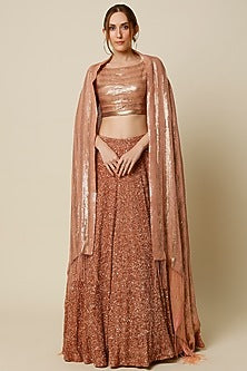 Kadambari Pink Silk Chiffon Lehenga Set