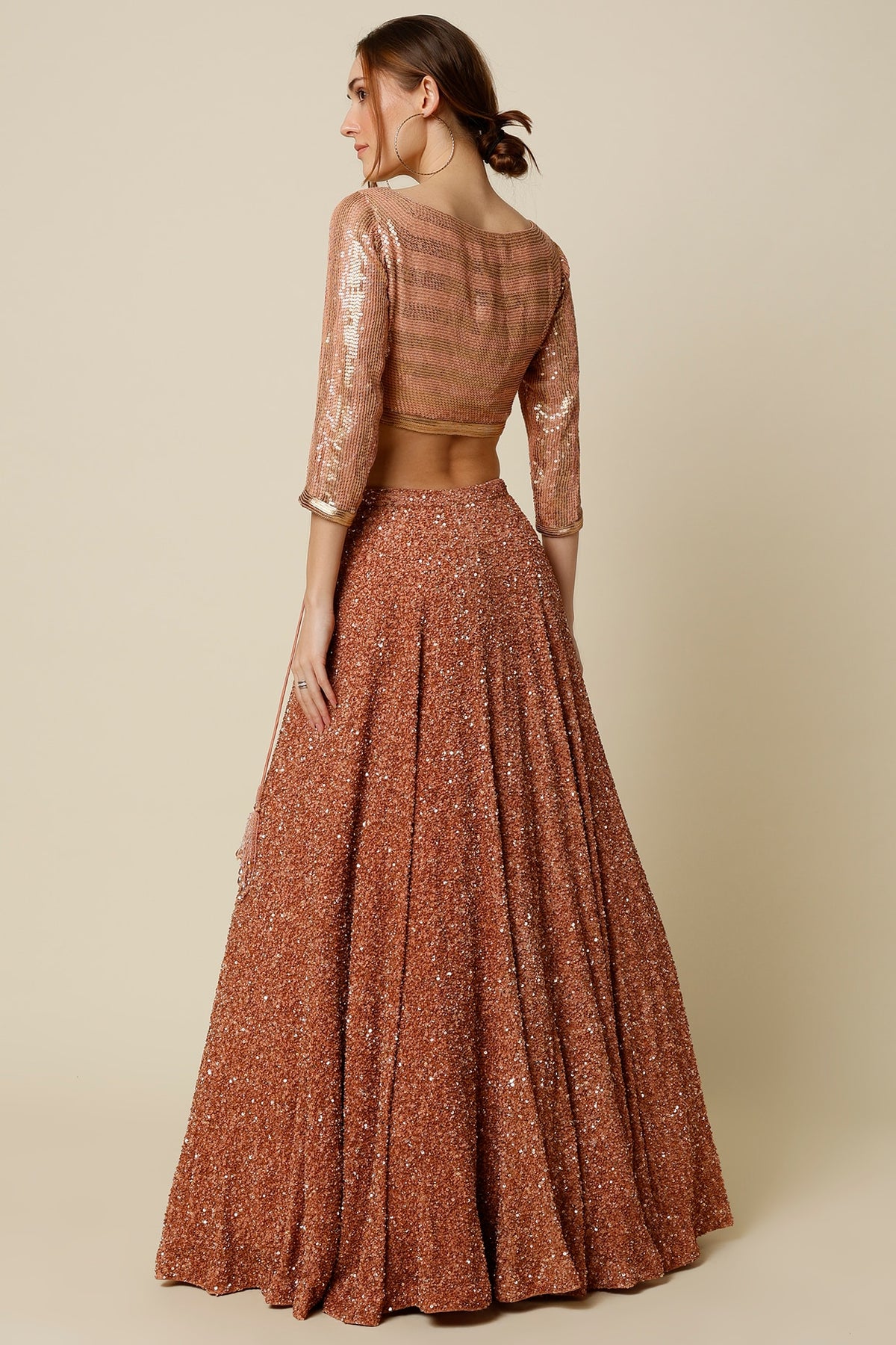 Kadambari Pink Silk Chiffon Lehenga Set