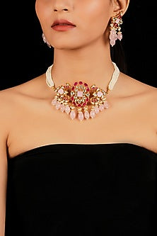Gold Finish Choker Necklace Set