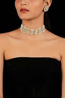 Gold Finish Pearls Necklace Set