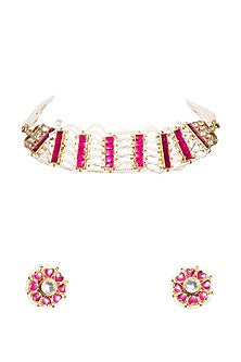 Gold Finish Kundan Choker Necklace Set