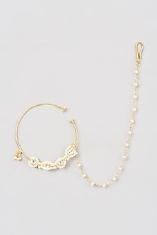 Gold Finish Pearl Nose Ring