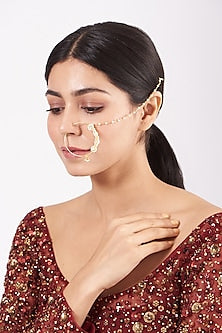 Gold Finish Pearl Nose Ring