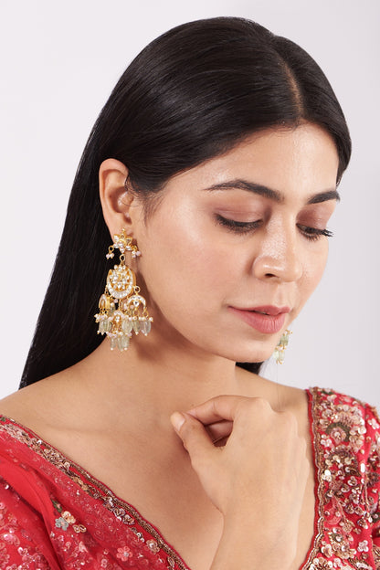 Micro Gold Finish Kundan Polki Earrings