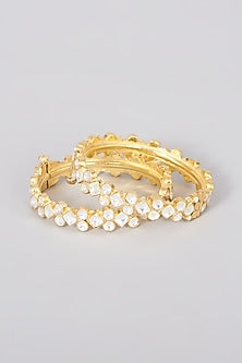 Micro Gold Finish Kundan Polki Bangles (Set of 2)