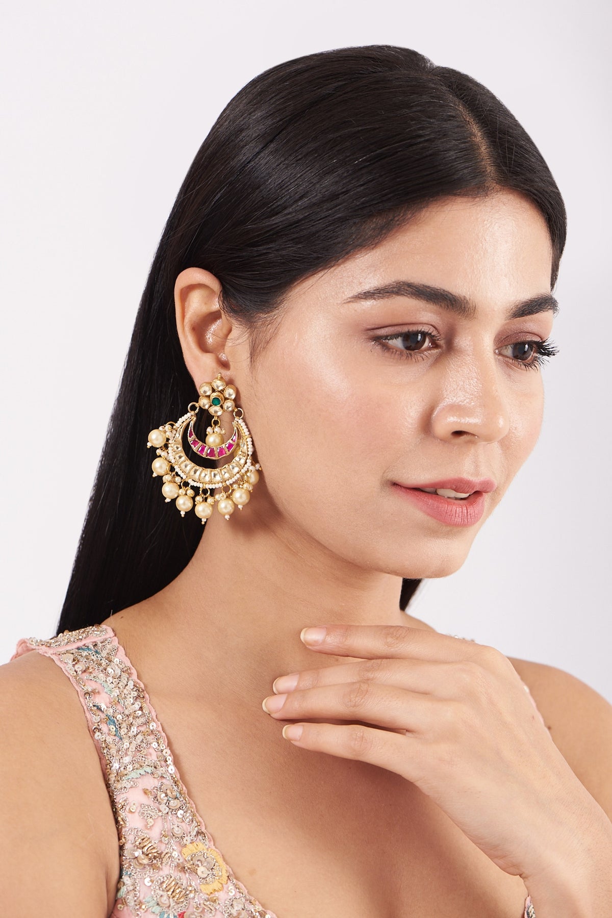 Micro Gold Finish Chandbali Earrings