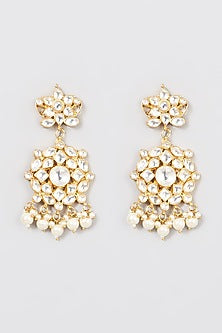 Micro Gold Finish Earrings With Kundan Polki