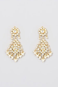 Gold Finish Kundan Polki Earrings