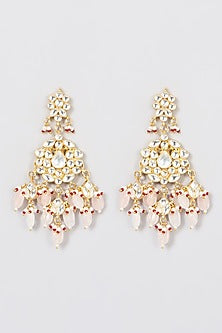 Gold Finish Rose Quartz Earrings