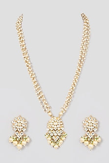Micro Gold Finish Long Necklace Set