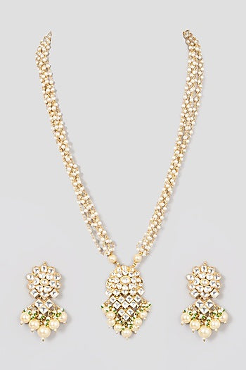 Micro Gold Finish Long Necklace Set