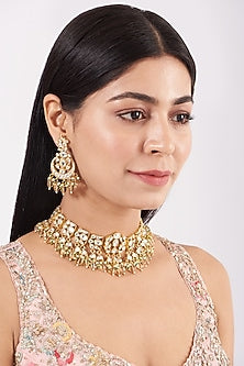 Gold Finish Quartz Necklace Set