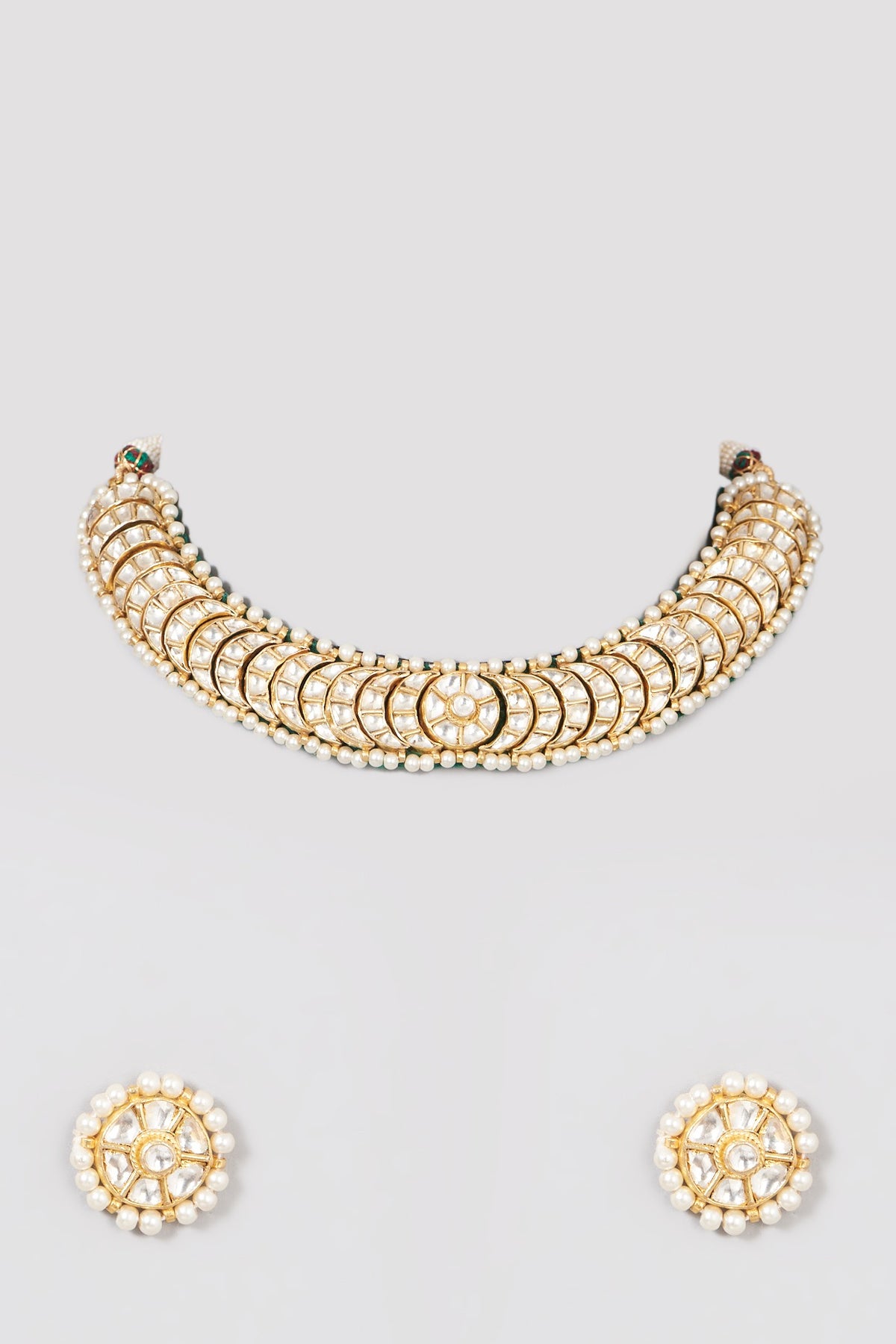 Gold Finish Pearl Choker Necklace Set
