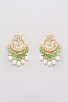 Micro Gold Finish Kundan Polki & Mint Drop Choker Necklace Set