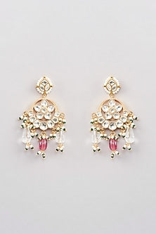 Micro Gold Finish Kundan Polki & Pink Drop Necklace Set