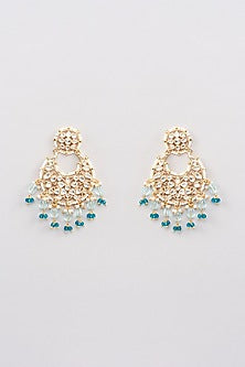 Micro Gold Finish Kundan Polki Chandbaali Earrings