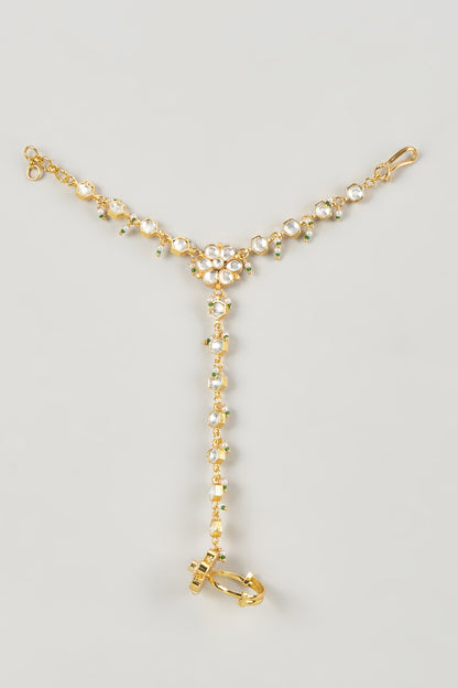 Micro Gold Finish Kundan Polki Haathphool (Set Of 2)