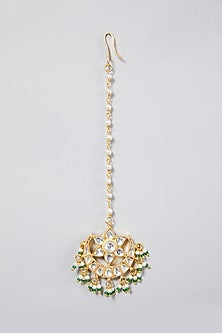 Gold Finish Kundan Chand Maang Tikka