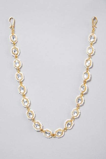 Gold Finish Pearl & Kundan Mathapatti