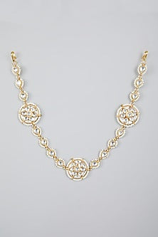 Gold Finish Kundan Polki Mathapatti