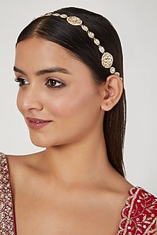 Gold Finish Kundan Polki Mathapatti