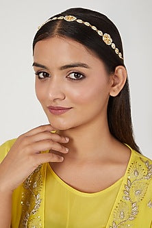 Gold Finish Kundan Polki Mathapatti