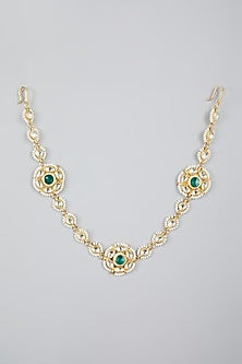 Gold Finish Floral Kundan Polki Mathapatti