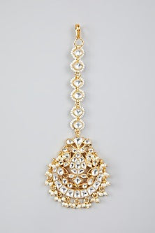 Gold Finish Pearl Maang Tikka
