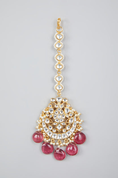 Gold Finish Kundan Polki Maang Tikka