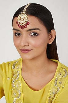 Gold Finish Kundan Polki Maang Tikka